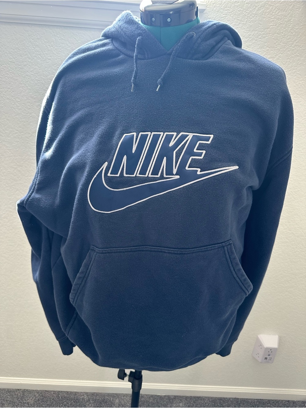 Nike Navy Blue Pullover Hoodie with White Logo